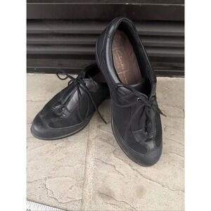 Clark’s Everyday Ankle Walking Booties Black Leather Tie Size 5 VTG 90s B89